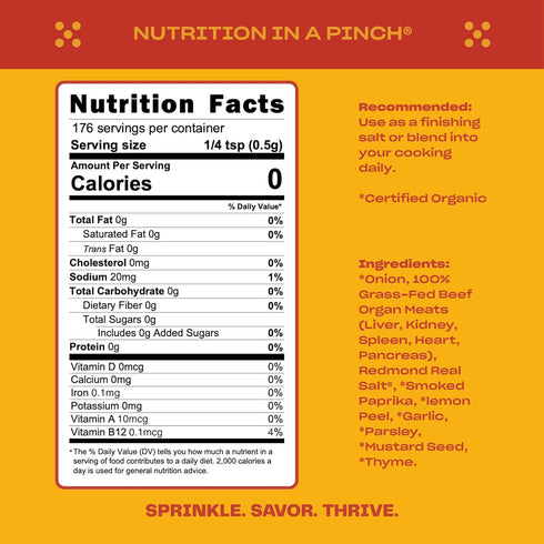 176 Pluck Original Organ Meat Blend Seasoning | From Grass-Fed & Grass-Finished Pastured Beef Organs with Redmond Real