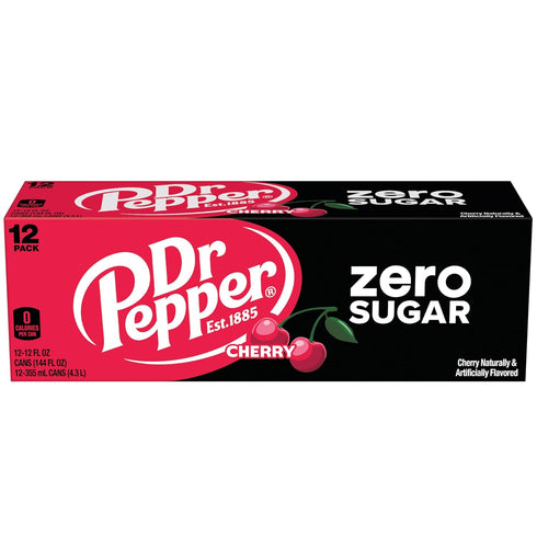 12 oz 12 pack Dr Pepper Cherry Zero Sugar Soda, fl cans