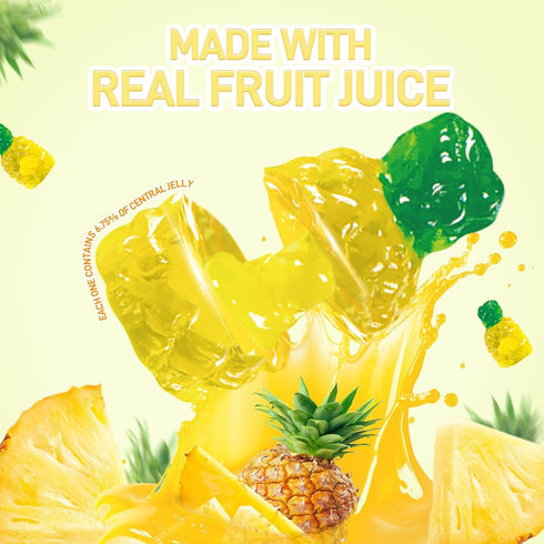 4D Gummy 8.47 oz 3D ~10 Packs, AMOS Fruit Candy, Pineapple Burst, Box - Realistic Shapes with Soft Juice-Filled Center