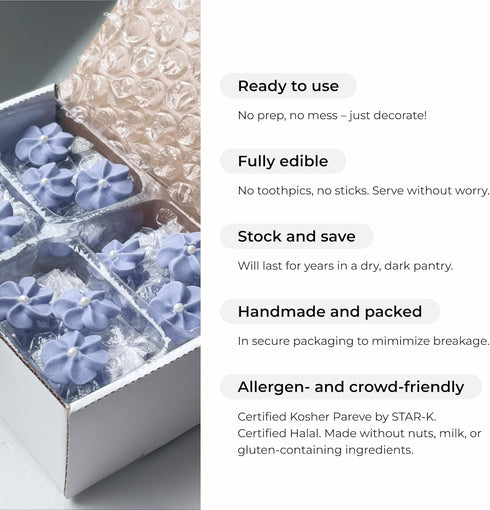 (36 Count), 36 Count) Mini Edible Royal Icing Flowers Petite Edible Flower Cake Decorations, Edible Flowers