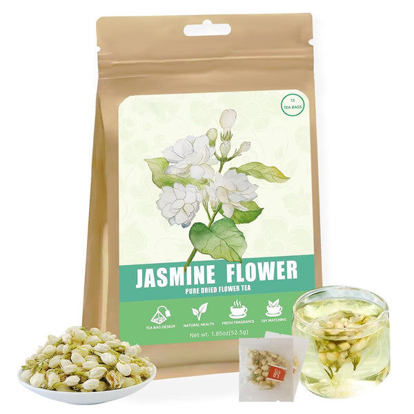 Generic Dried Jasmine Flowers, Jasmine Tea Bags, 3.5g15 Tea Bags, Edible Flowers, Caffeine-Free