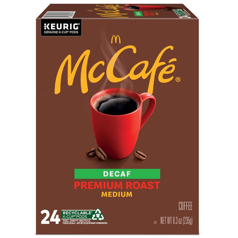 96 Count (4 Packs 24) McCafe Premium Roast Decaf Coffee, Single Serve Keurig K-Cup Pods, Decaffeinated