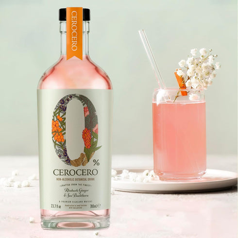 (700ml) CeroCero Rhubarb, Ginger & Sea Buckthorn Non Alcoholic Gin, Crisp and Refreshing Premium Non Alcoholic Spirits