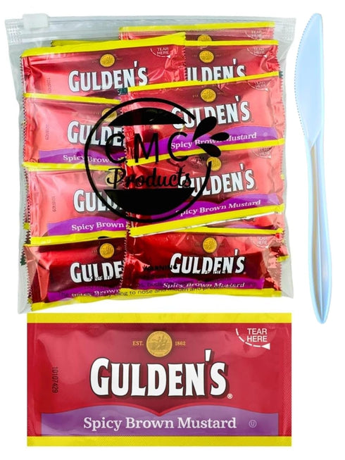Gift Set: Spicy Brown Mustard Packets (9g) 25 Count with Spreader in