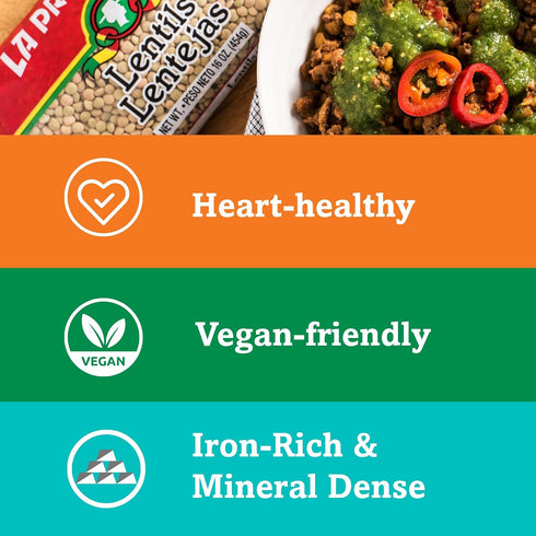 14 8g 9g 16 (Pack 3) La Preferida Dry Lentils (Budget-Friendly Plant-Based Protein with Servings Per Bag) Protein