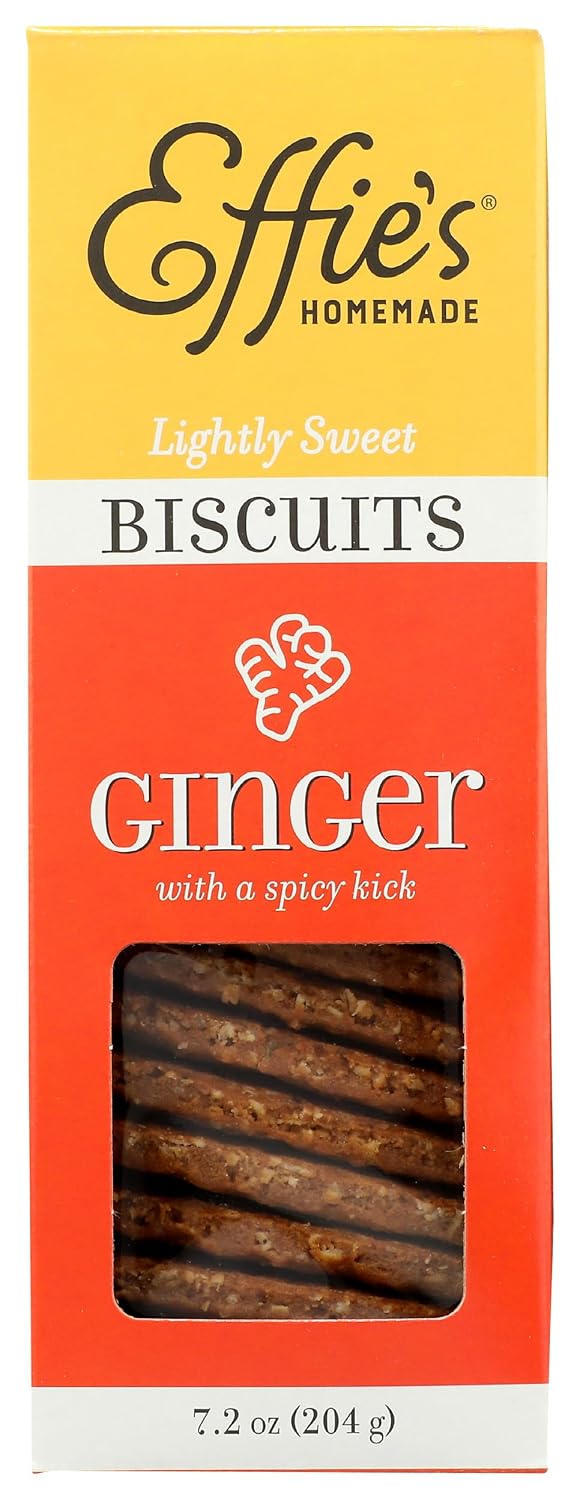 Effies Homemade, Ginger Crackers Biscuits, 7.2 Ounce