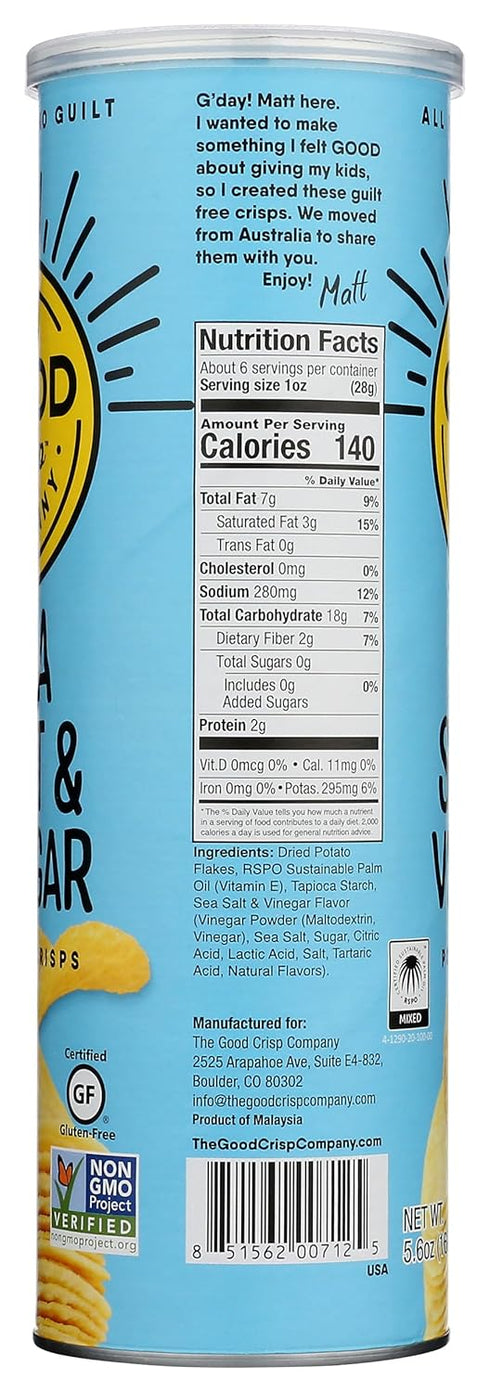 5.6 The Good Crisp Company, Potato Crisps Sea Salt Vinegar, Ounce