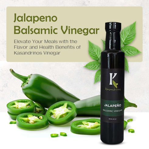 250 ml 8.5 oz Kasandrinos Jalapeno balsamic vinegar, Greek salad dressing, Aged balsamic vinegar Used to enhance salad