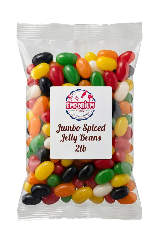 EMPORIUM CANDY TASTY TREATS FOR THE TUMMY Jumbo Assorted Spiced Jelly Beans - 2 lbs of Fresh Delicious Extra