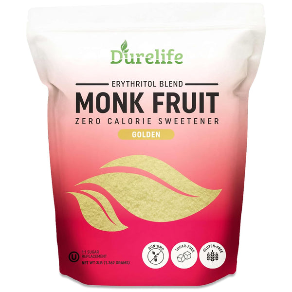 Durelife Golden Monk Fruit Sweetener, 1:1 Sugar Replacement, Keto Diet Friendly, Zero
