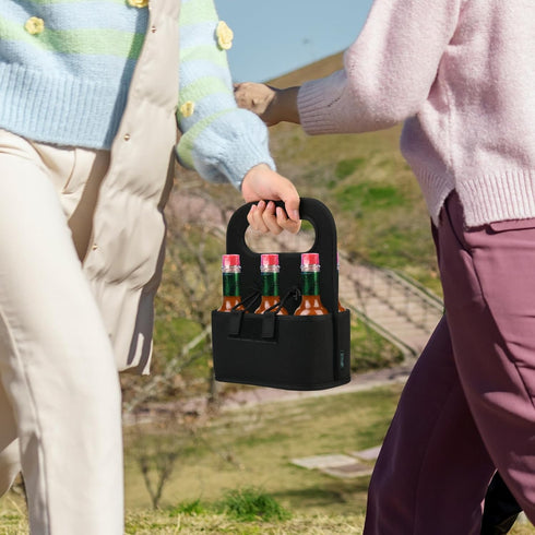 Beautyflier 6-bottle 5oz Carrier for Hot Sauce Bottles, Holds Standard Bottles, Condiment Holder for Oil, Sauces