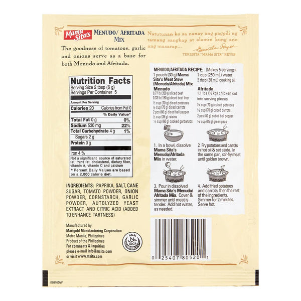 Mama Sita's One(1) Pack, 1.06 oz(30g) Menudo/Afritada Meat Stew Mix