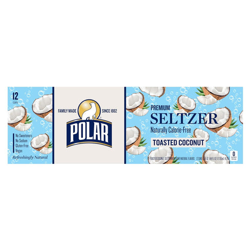 12oz 12 pack Polar Seltzer Water Toasted Coconut Can