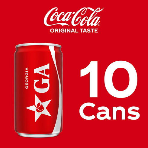 Pack 7.5 oz, 10 Pack Coca-Cola Soda Soft Drink Fridge Mini Cans, fl