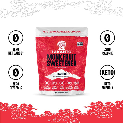 8.29 oz) Lakanto Classic Monk Fruit Sweetener with Erythritol - White Sugar Substitute, Zero Calorie, Keto Diet