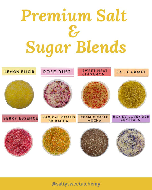 Salty Sweet Alchemy Rimming, (Pack 2, Hand Crafted Premium Salt & Sugar Blends Bundle - Perfect For Baked Goods
