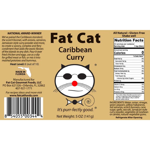 Pack Set (5 Heat Lovers Natural Hot Sauce Variety by Fat Cat Gourmet | Habanero | Scotch Bonnet | Ghost | Scorpion |