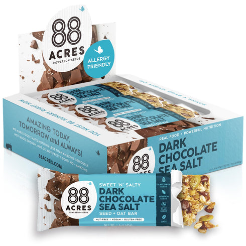 88 Acres Granola Bars, Dark Chocolate Sea Salt, 12 Count, School Safe,