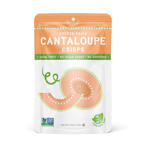 Pack 24 (0.53 oz Nature's Turn Freeze-Dried Fruit Snacks, Cantaloupe and Pear Crisps, of Each)