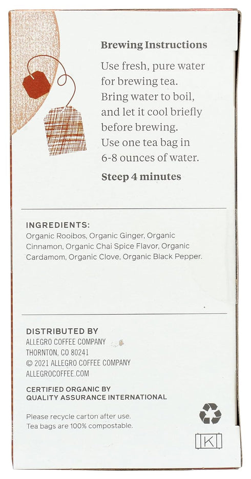 Allegro Organic Rooibos Vibrations Tea Bags, 20 ct