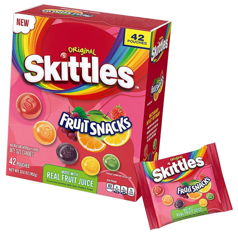 Skittles Original Fruit Snacks, 0.8 oz, 42-count
