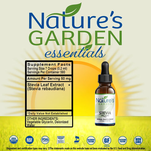 4 oz Nature's Garden - Stevia - Liquid- Single Alcohol Free - Sugar Substitute