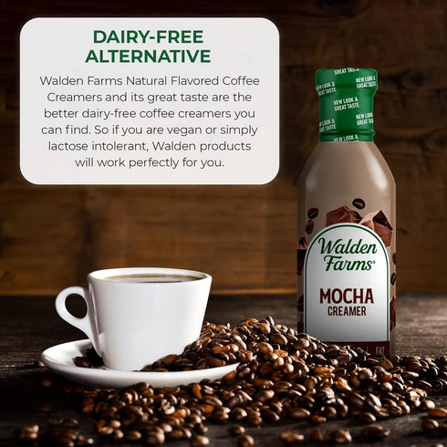 6-Pack, 12 oz Walden Farms Mocha Coffee Creamer Zero Calorie, Sugar Free, Keto & Fat Free Non-Dairy Creamer for Coffee