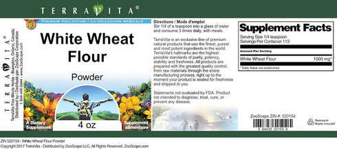 Terravita (4 oz, 520154) 3 Pack White Wheat Flour Powder ZIN: