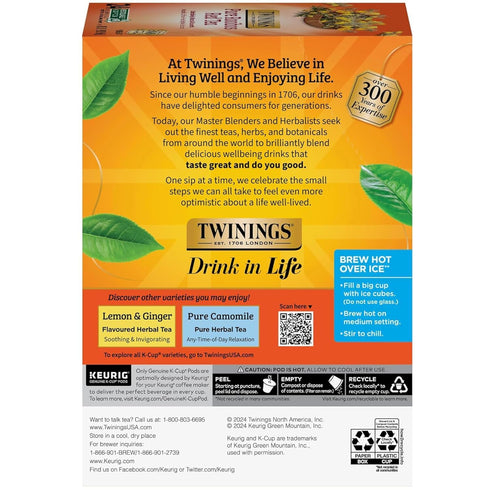 24 Count (Pack 2) Twinings Decaf Earl Grey K-Cup Pods for Keurig, Decaffeinated Black Tea Flavoured with Citrus
