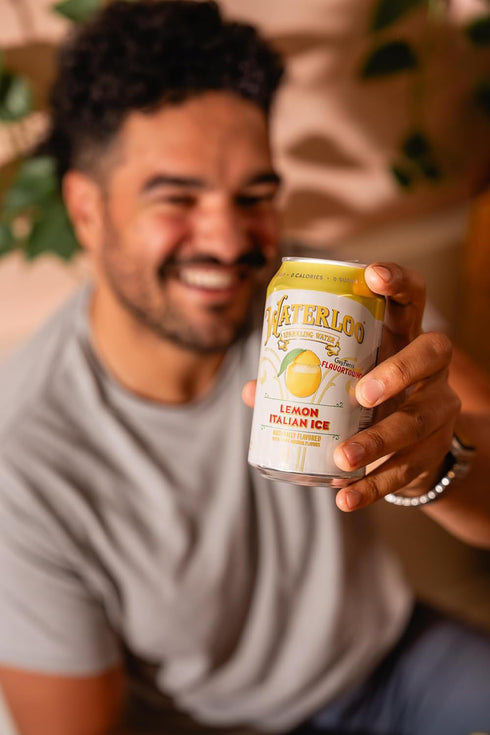 12 Oz (Pack 12) Waterloo Sparkling Water, Lemon Italian Ice Naturally Flavored, Fl Cans of Zero Calories and Zero Sugar