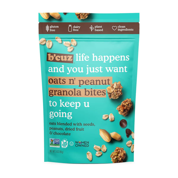 B'cuz Granola Bites 4-Bag Gluten Free Healthy Snacks for adults, Healthy Granola