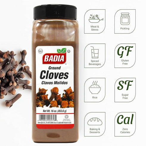 16 oz Badia Ground Cloves, - Premium Spice for Baking, Cooking & Beverages, Warm Aromatic Flavor