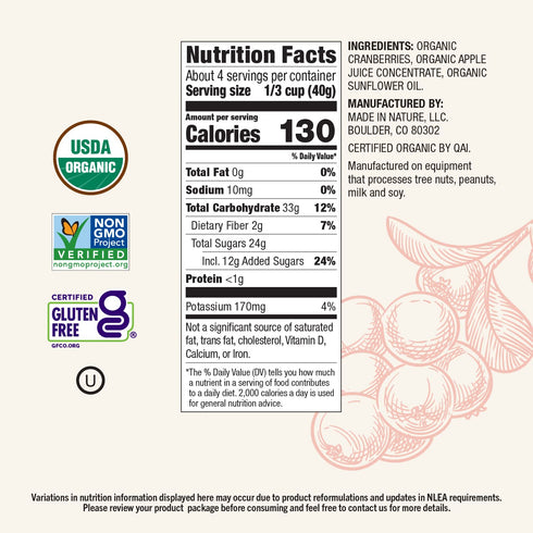 5 (Pack 6) Made In Nature Organic Dried Cranberries, Ounce of Sweetened with Apple Juice, Non-GMO, Unsulfured, Gluten