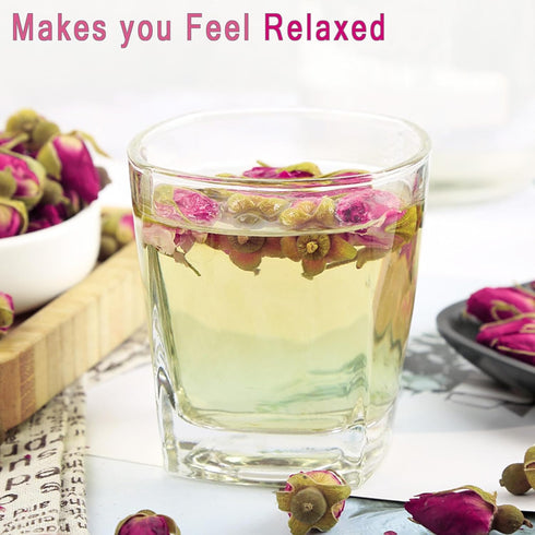 MQUPIN Dried Red Rose Bud Tea, 100% Natural Culinary Food Grade Red Rosebud for Drinking (90g)