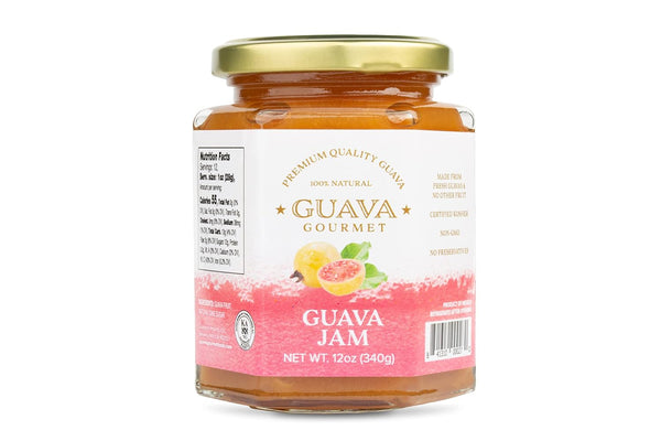 Guava Gourmet Guava Jam (12oz, Jar), Fresh Tropical Guava Fruit Jam, All-Natural, Non-GMO, Vegan,