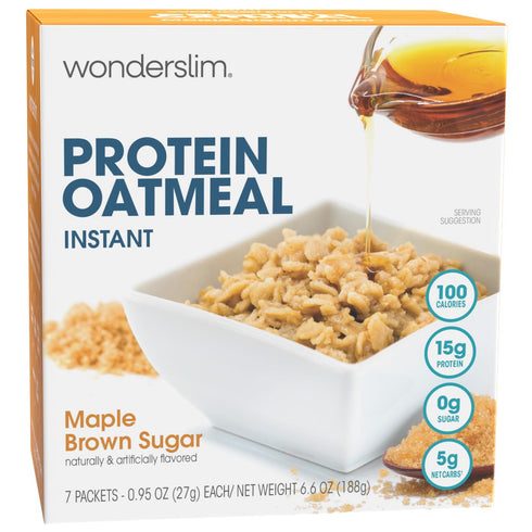 WonderSlim Instant Protein Oatmeal, Maple Brown Sugar, Gluten Free, Low Carb, Low