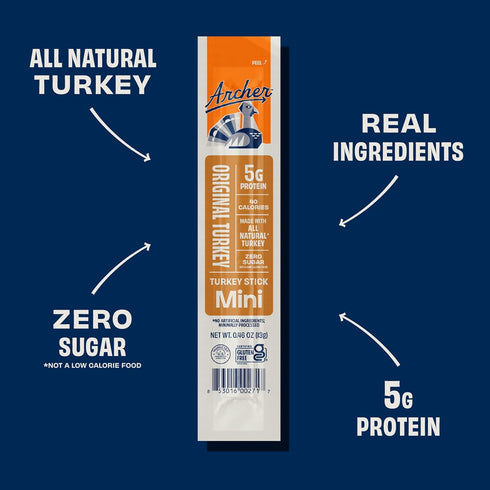 Packs 12 (24 Archer Jerky Mini Beef & Turkey Jerky Sticks - Grass Fed Beef Sticks Individually Wrapped, Mini Protein