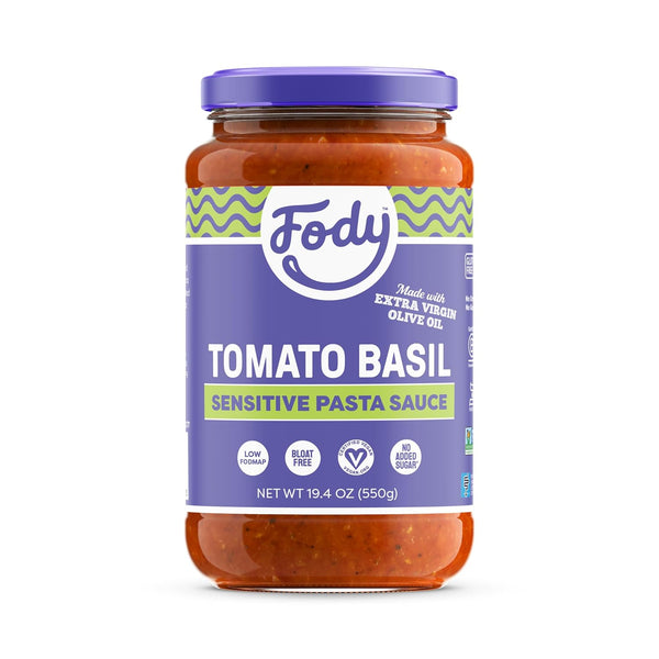 Fody Foods Tomato Basil Pasta Sauce, 19.4 Ounces, Low Fodmap Certified, Gut Friendly, Non-GMO, Pack of 1