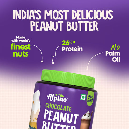 24g (1 ALPINO Chocolate Peanut Butter Smooth - Roasted Peanuts, Chocolate Paste, Brown Sugar & Sea Salt - Protein