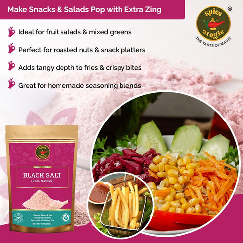 7 oz (200 Spice Magic Black Salt (Kala Namak) Authentic Indian Mineral Salt | Unique Tangy, Egg-Like Flavor Seasoning