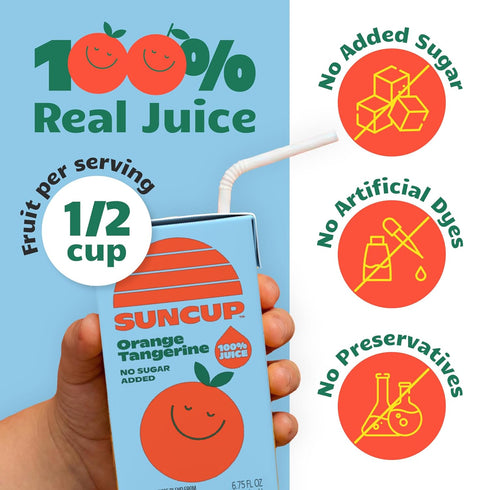 100% 49 Pack 6.75 oz (40 Pack), SunCup Juice Boxes for Kids | No Added Sugar, No Dyes, No Preservatives | Trusted