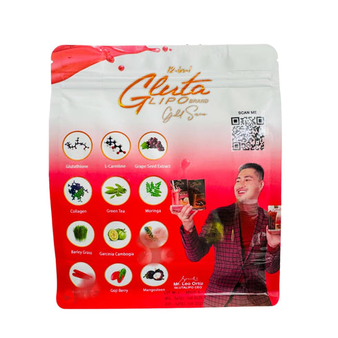 12-in-1 Glutalipo 10 Gold Series Red Iced Tea, Sachets