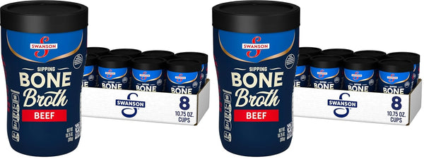 Swanson Sipping Bone Broth, Beef Bone Broth, 10.75 OZ Cup (Pack of