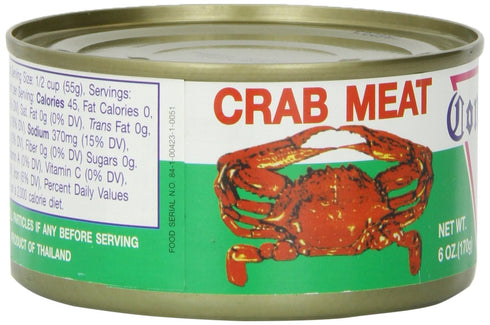 6 Pack 6 Roland Foods Consul Crab Meat in Water, Ounce Can