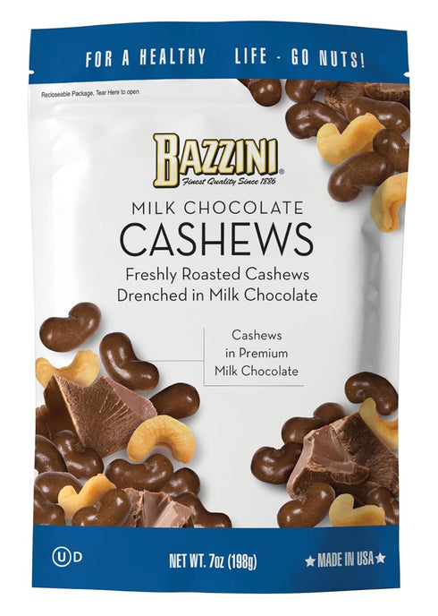 Bazzini Milk Chocolate Cashews, Gourmet Cashews Coated in Rich Milk Chocolate, Kosher,