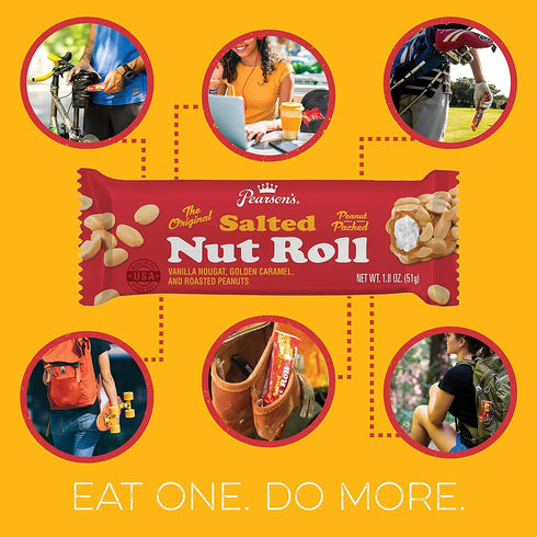 24 Pearson's Original Salted Nut Roll | Peanut, Caramel, Nougat Candy | Full- Size Candy Bars |Bulk, Individually
