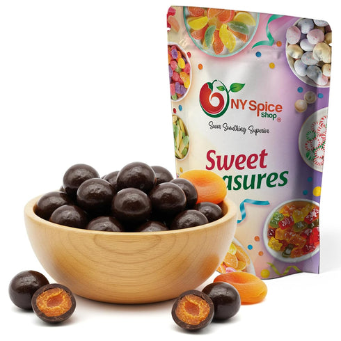 2 NY Spice Shop Dark Chocolate Apricots - Pound Bulk Sweet & Crunchy Chocolate Snack - Chocolates Apricot Treats