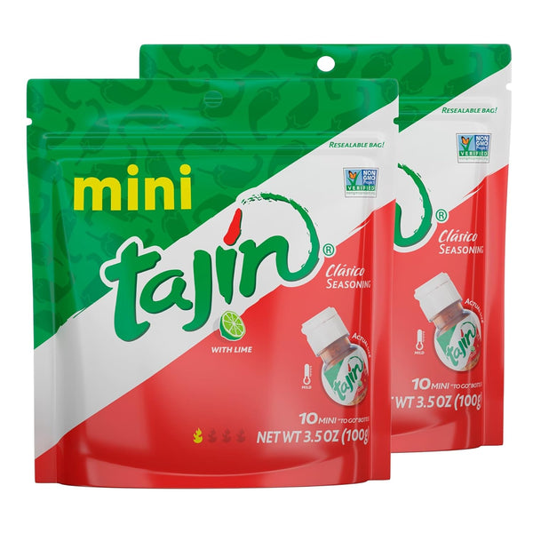 Tajin Clásico Seasoning Mini Pouch, 0.35 oz - Flavorful Seasoning for Snacks and Dishes (Pack of 2)