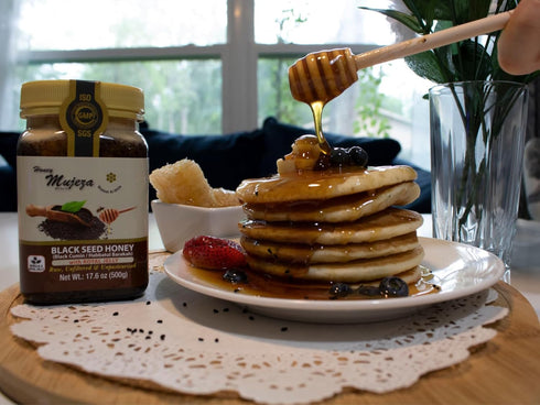 Immune 100% (500g /17.6oz) Black Seed Honey with Royal Jelly - Not Mixed with Oil or Powder - Gluten Free - Non GMO