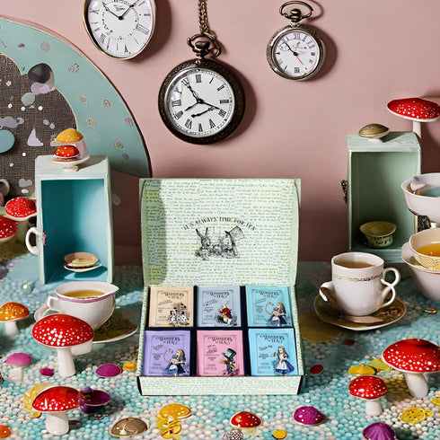 Set, 6 Set 90 Alices Adventures in Wonderland, Wonder of Tea Gift includes Flavors of Tea with Book Quotes